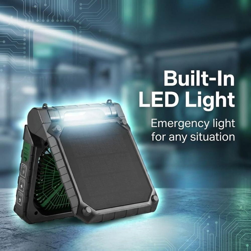 Built-in LED lights with the Solar Fan, emergency light for any situation