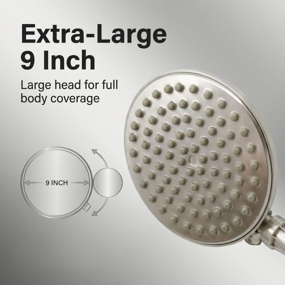 Image of Brushed Nickel ShowerMe Shower Head - Extra Large 9 in head