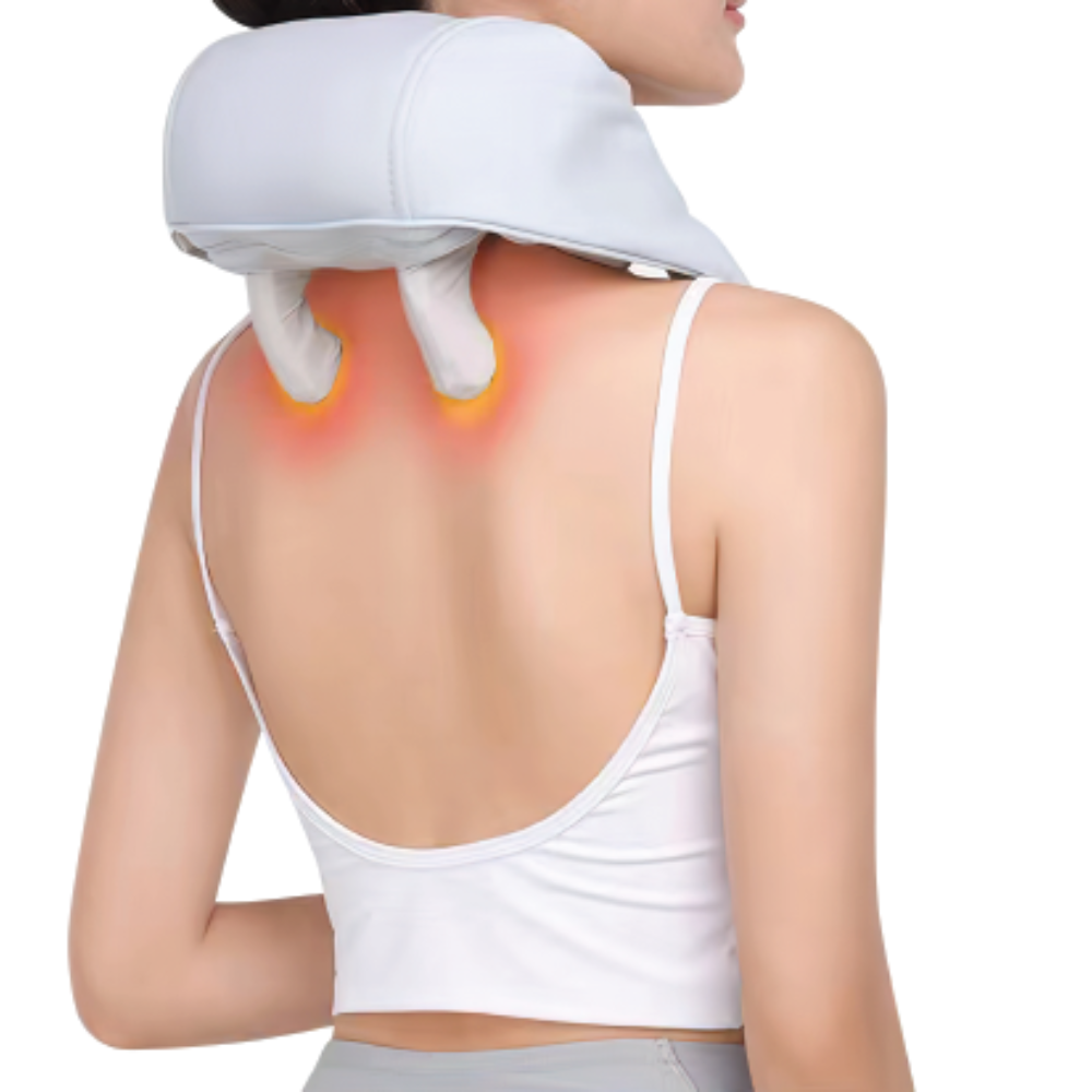 Backplus® Cordless Platinum Shiatsu Massager being used by woman on neck and upper back