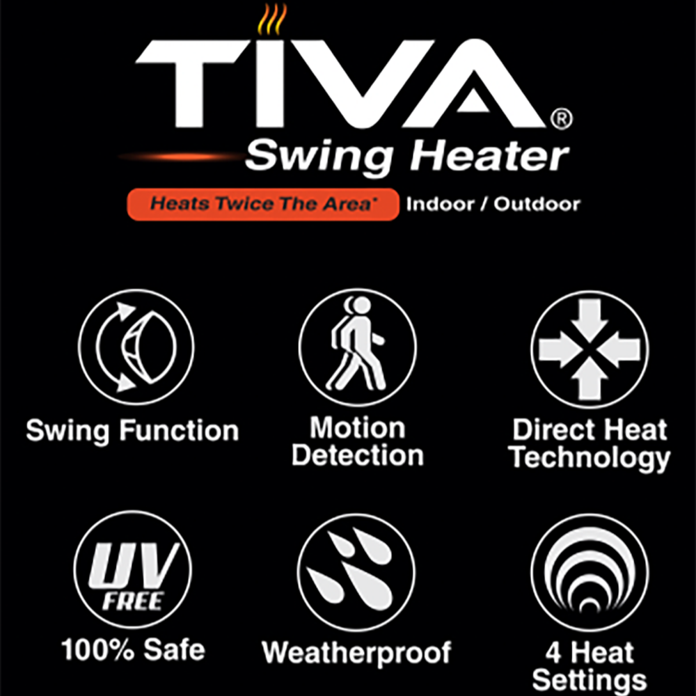 TIVA SWING Electric Infrared Indoor/Outdoor heater features
