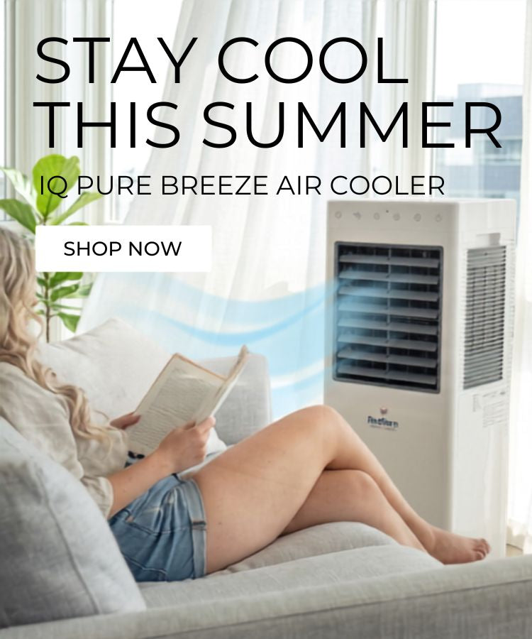 a white cooler being used by a woman reading a book in a living room area