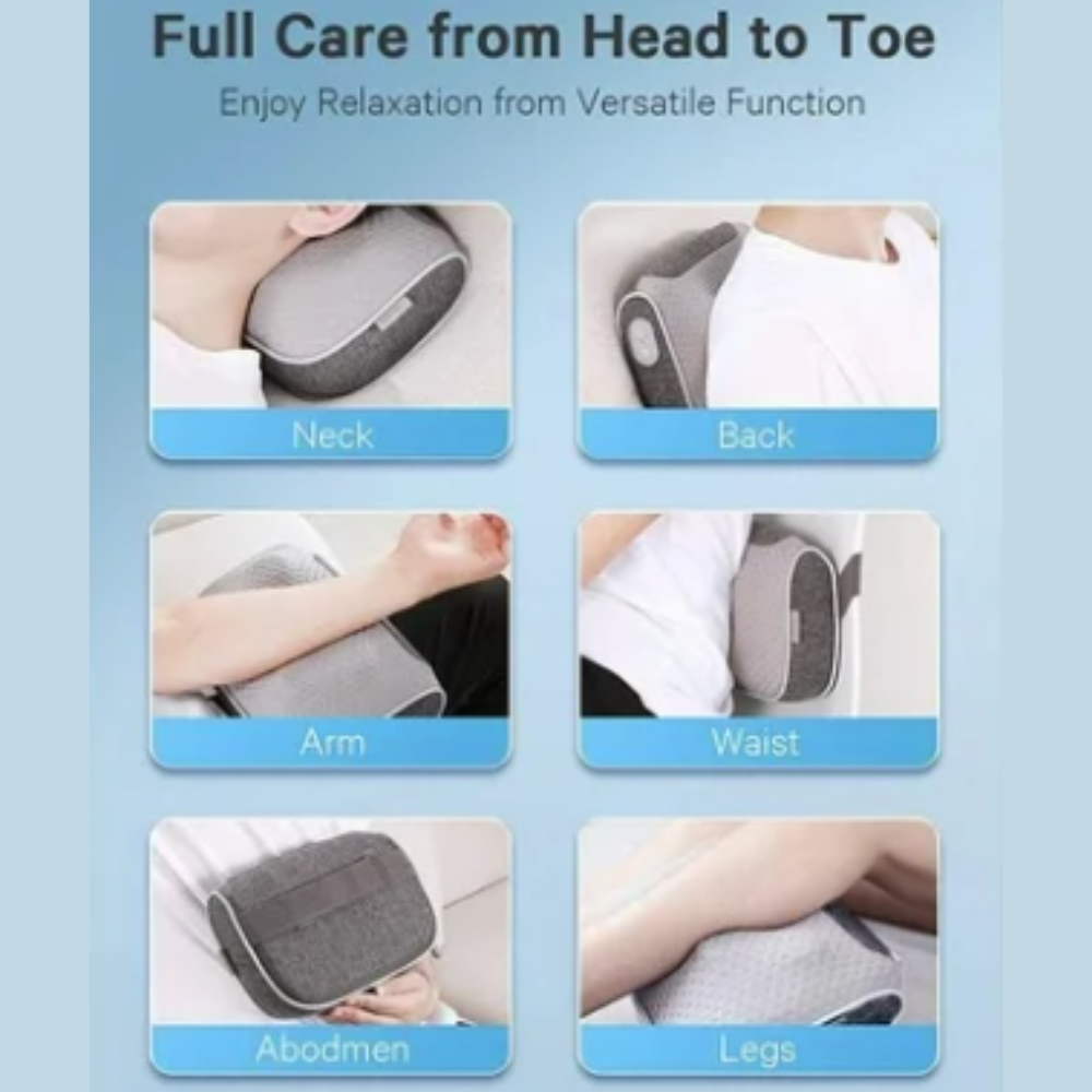 Naipo Back Massager Pillow Neck & Back Arms massager use chart.