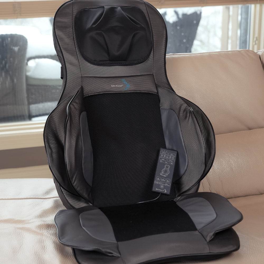 Front view of the BACKplus® Shiatsu Neck and Back Massager With Air Compression Chair.