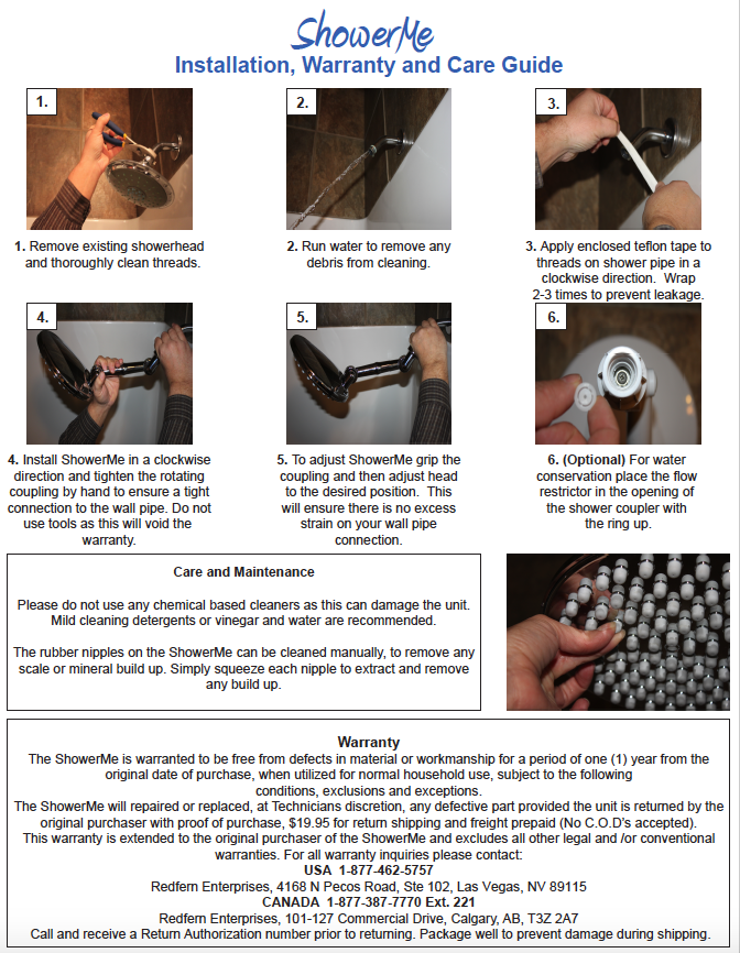 ShowerMe® Shower Head Oiled Copper installation, warranty and care guide