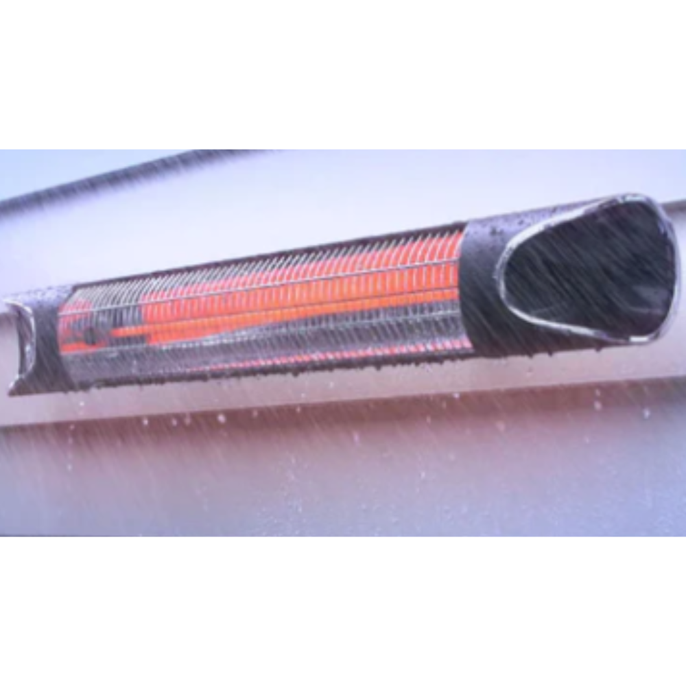 Image of TIVA Infrared Indoor/Outdoor Electric Heater outside during the rain
