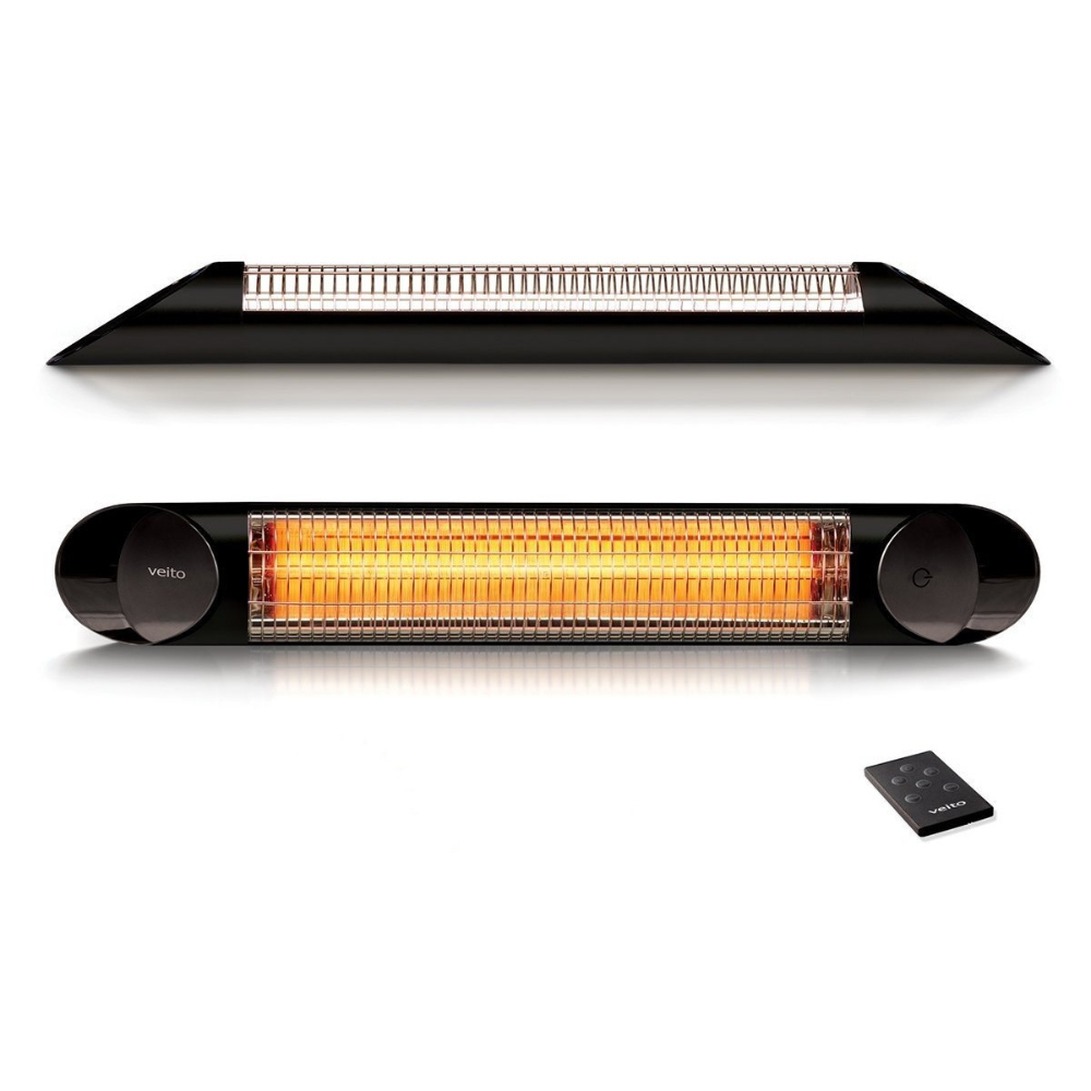 Veito® Blade 1500W Heater Black front and side view.