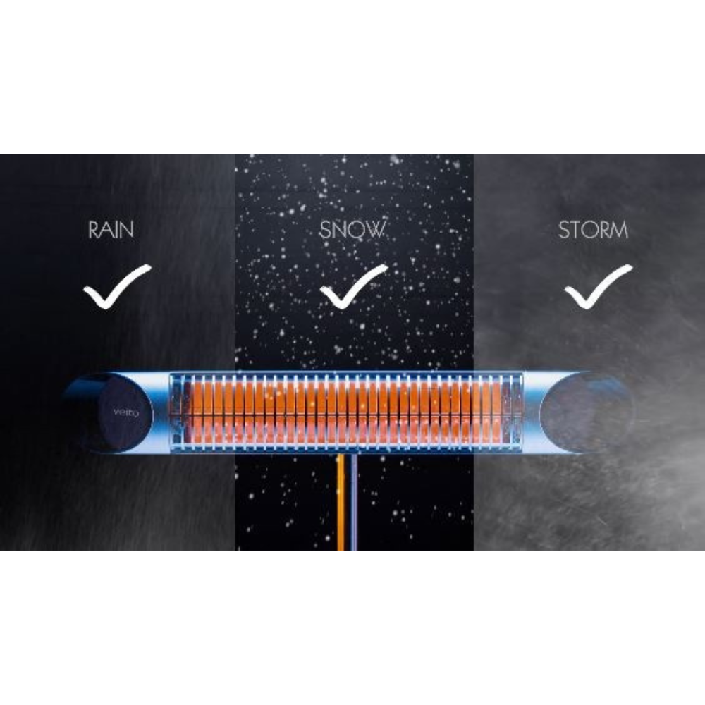 Veito® Blade S 2500W infrared heater through rain, snow and storm.