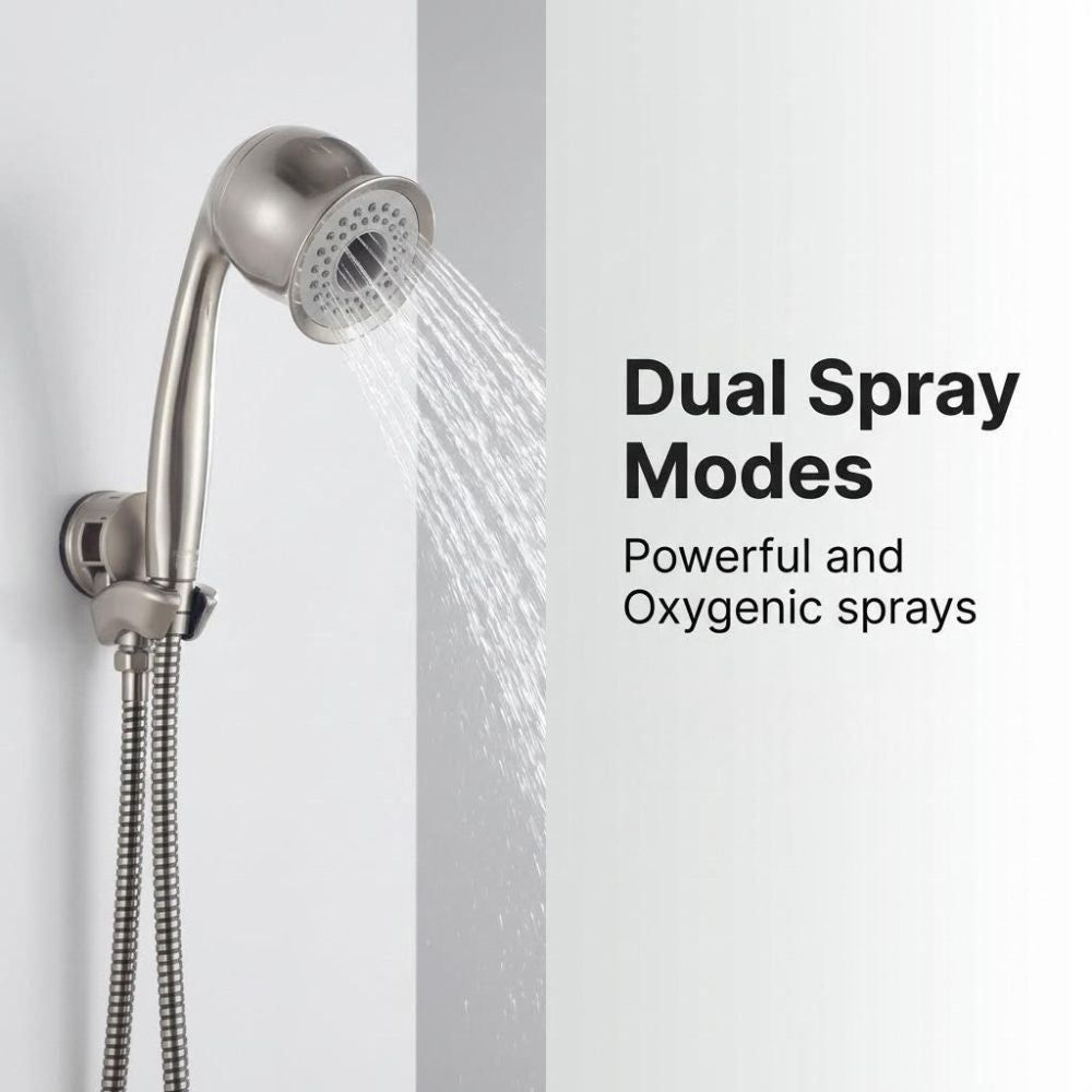ShowerMe Handheld Shower Head in brushed nickel - dual spray modes