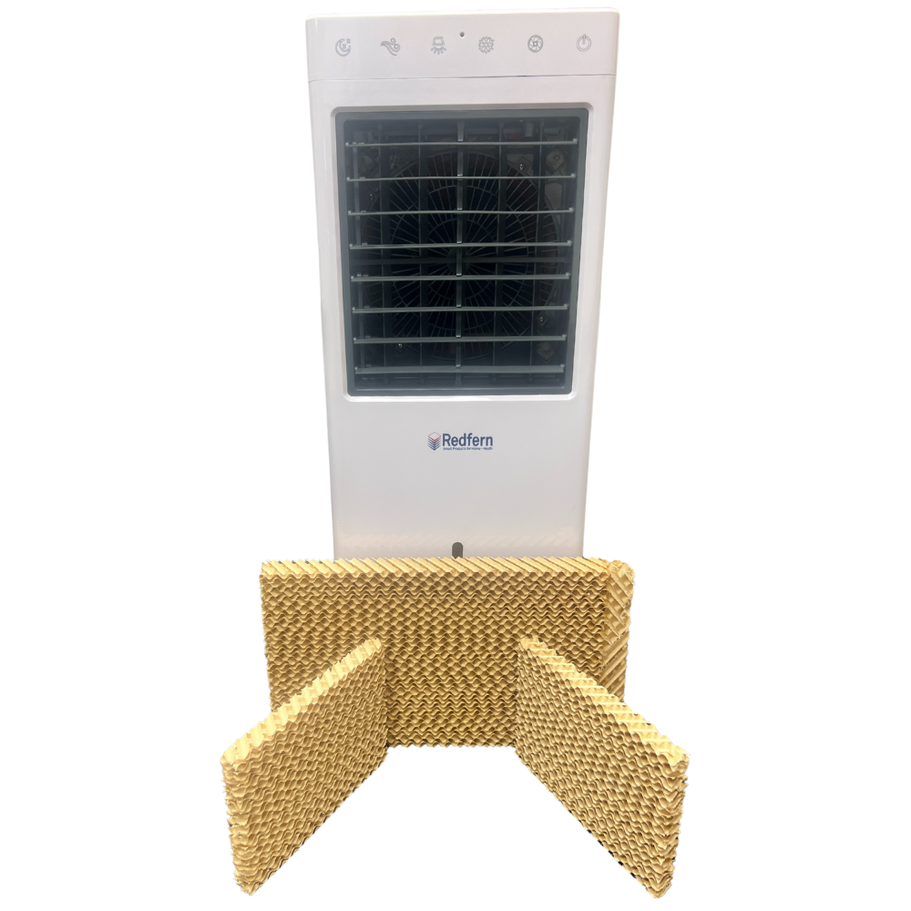iQ Pure Breeze 10 Cooling Pad replacements in front of air cooler. Evaporative cooler not included.