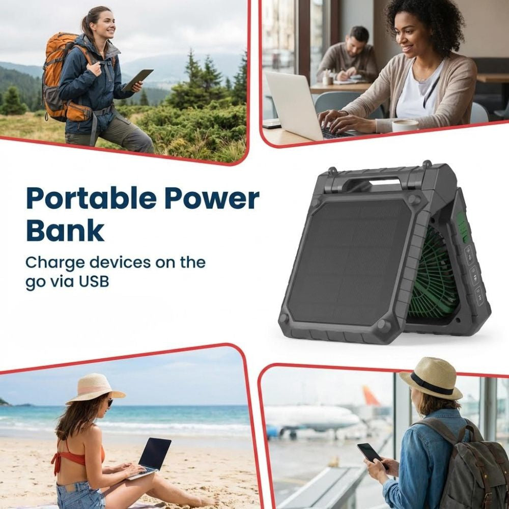 Solar Fan Portable Fan - Solar Rechargeable