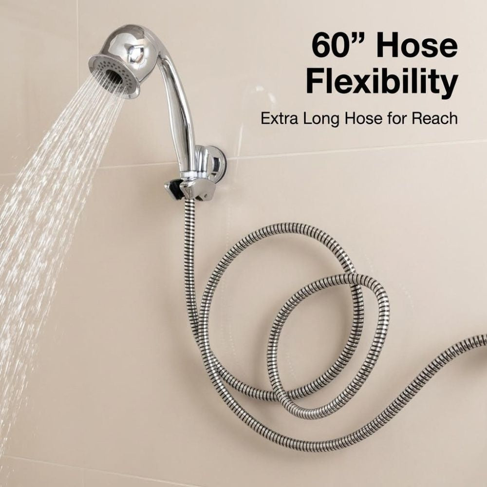 60" hose flexibility - ShowerMe Handheld Shower Head in Chrome