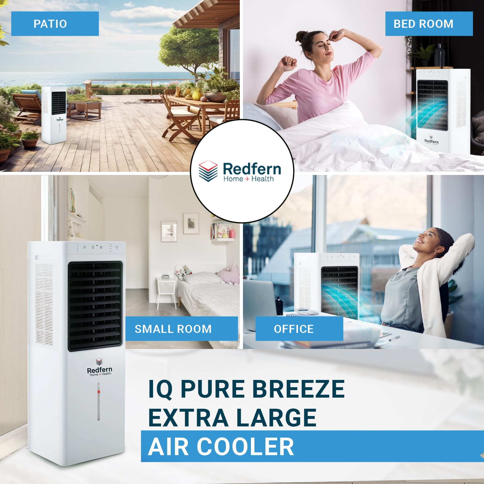 Image of the iQ Pure breeze Air Cooler being used in different areas