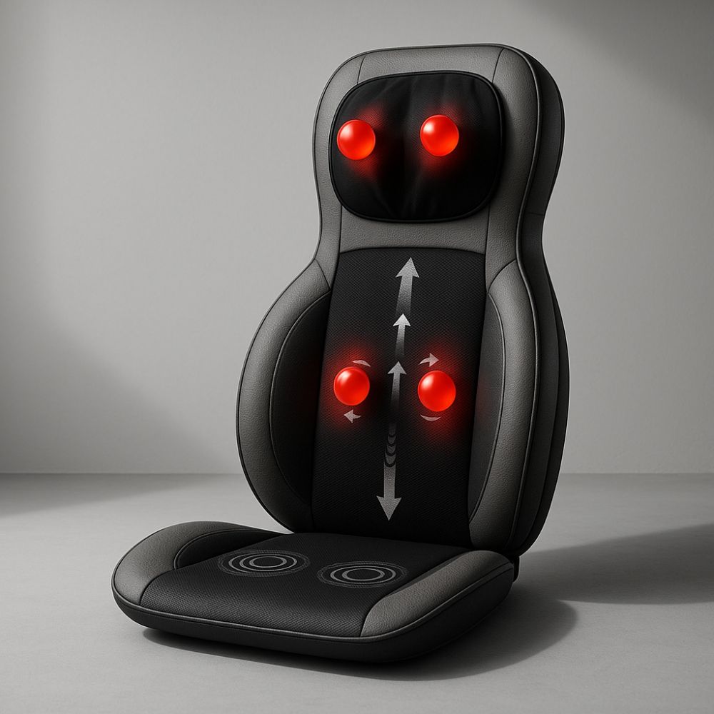 BACKplus Shiatsu Back & Neck Massage Chair Cushion on grey background
