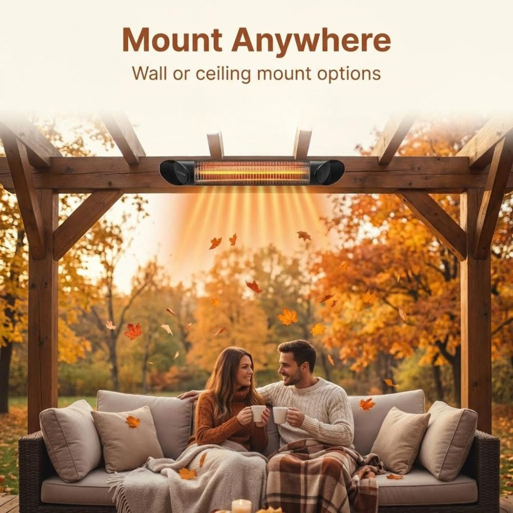 Veito Blade Heater with text "Mount Anywhere"