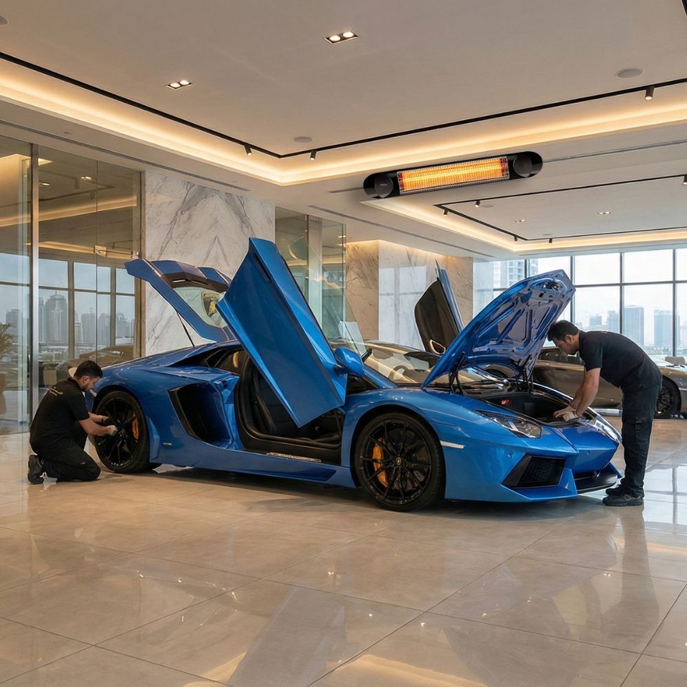 Veito Blade mounted on ceiling of care dealership