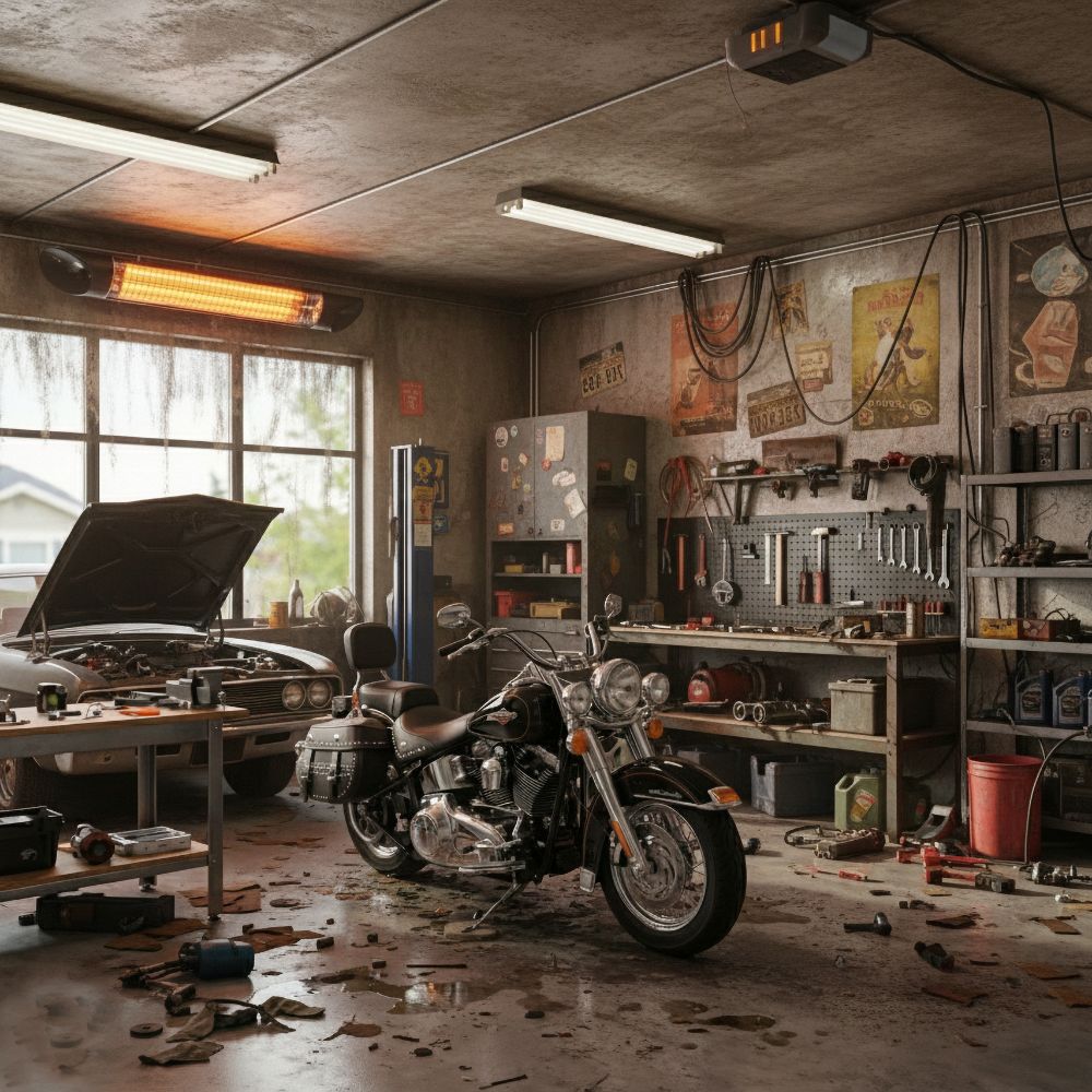 Veito Blade mounted on wall of a garage