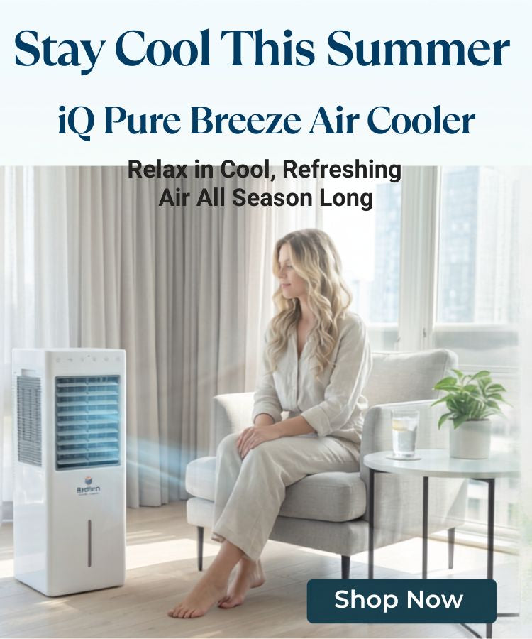 Modern home wellness setup focused on cool comfort with the iQ Pure Breeze Air Cooler