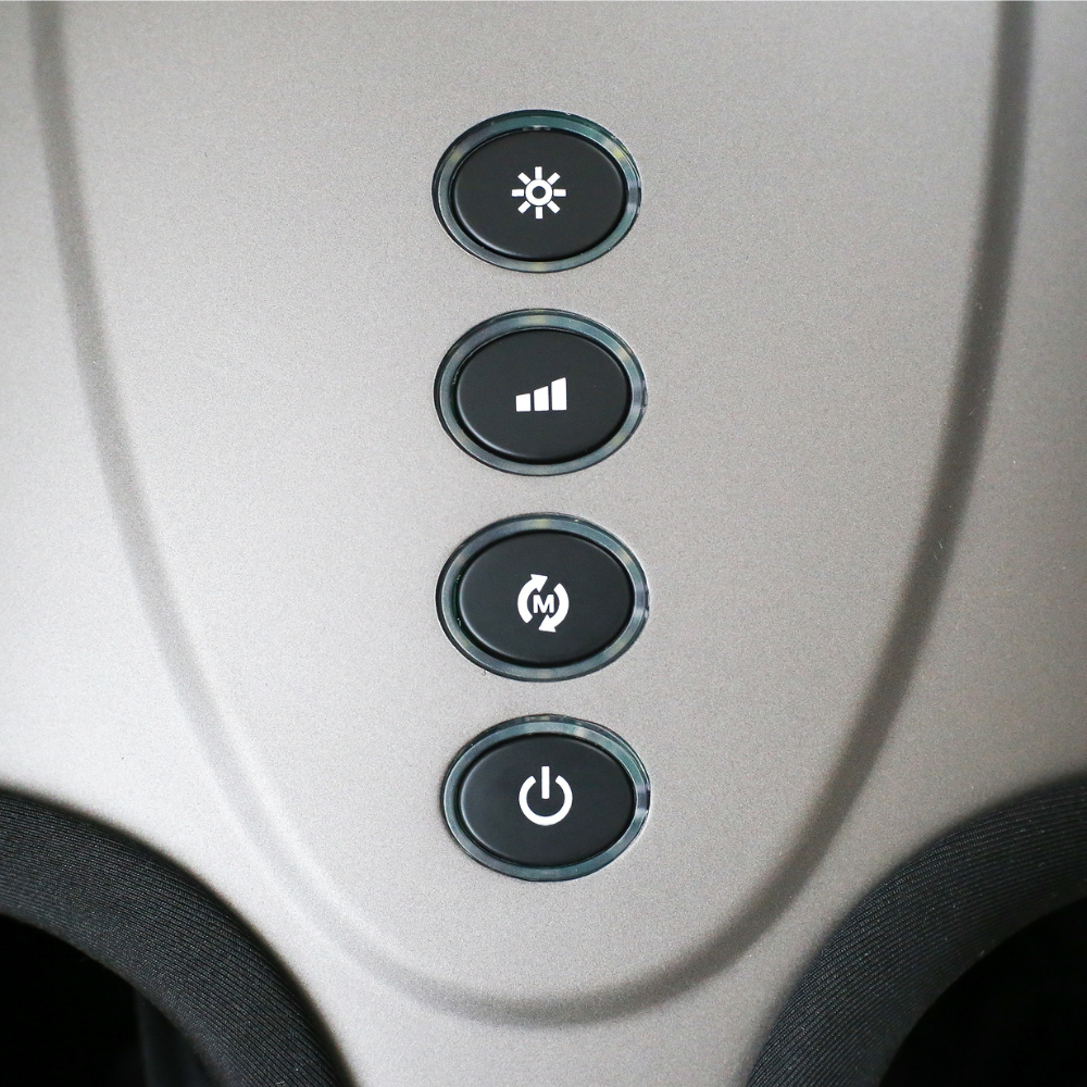 Close up of the buttons on the BACKplus Foot Massager
