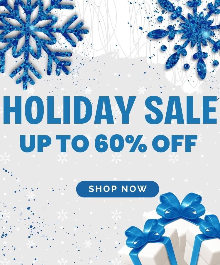 Mobile banner for the Holiday Sale - up to 60% off sitewide