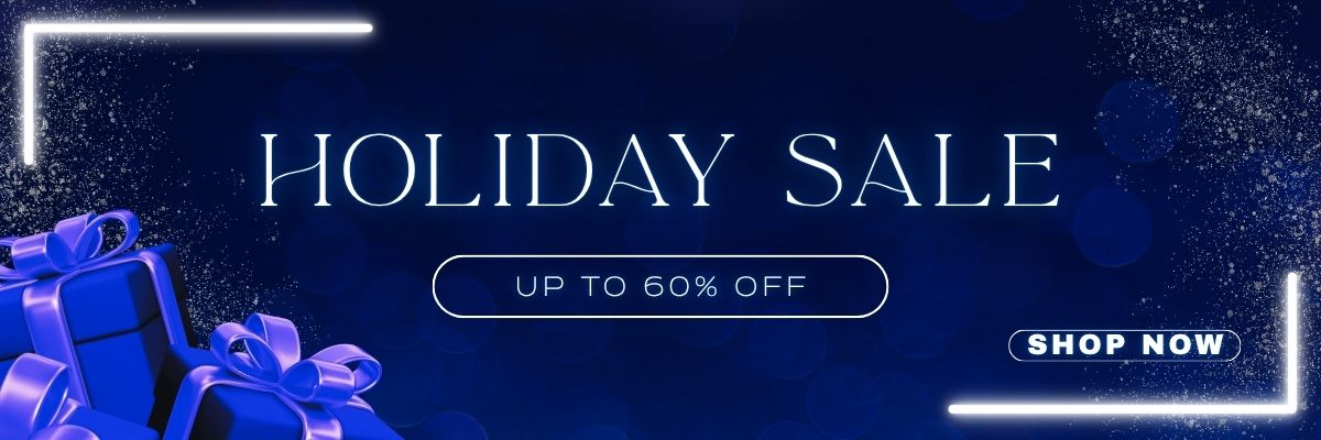 Promotional banner with up to 60% off