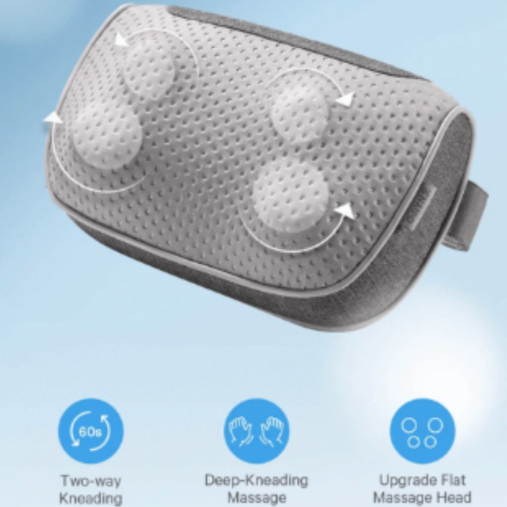 Close-Up of Naipo Massage Pillow’s 3D Rotating Nodes – Deep-Kneading Shiatsu Mechanism for Targeted Muscle Relaxation.