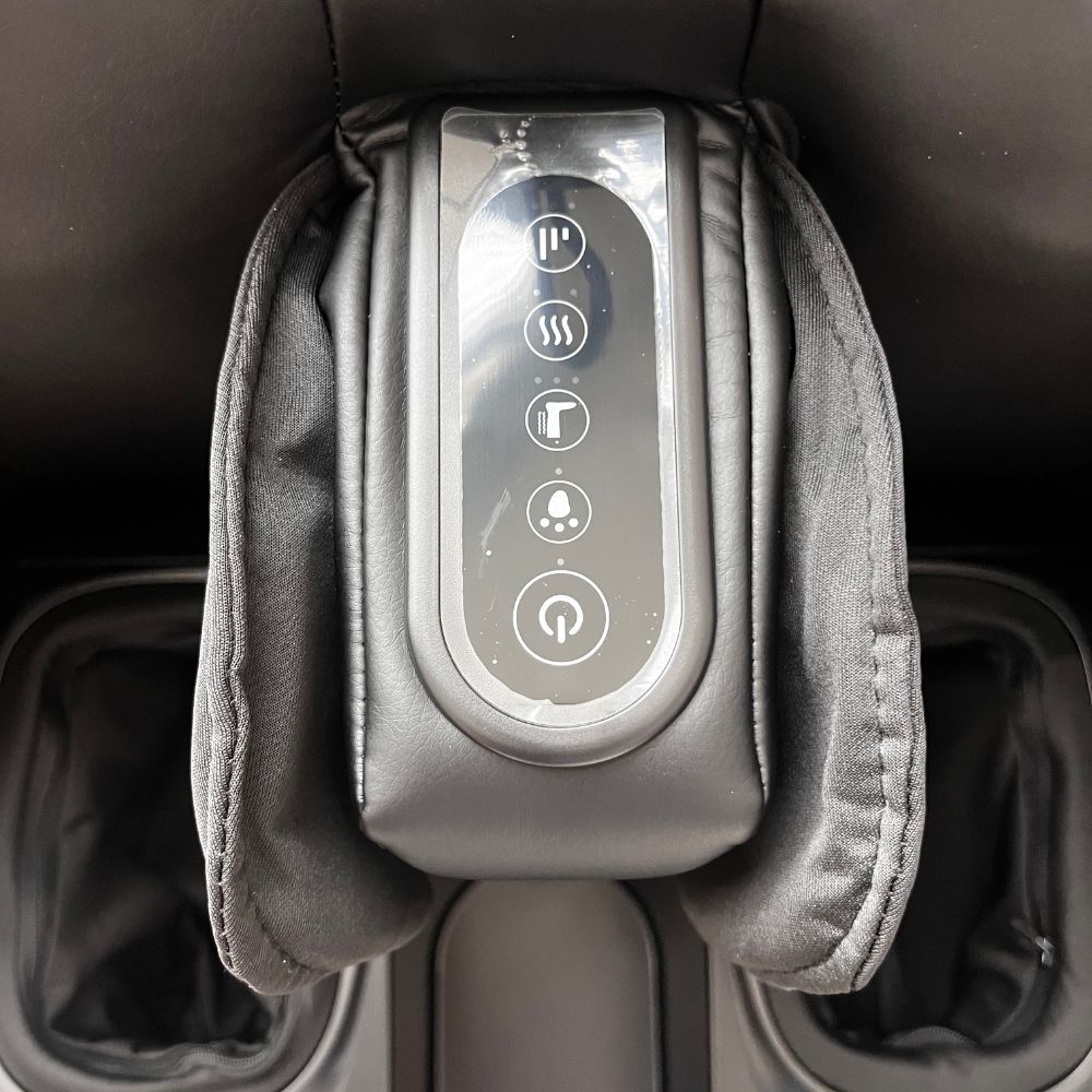 Close up of buttons on the BACKplus Shiatsu Ottoman Massager