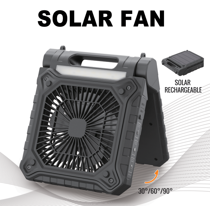 Solar Fan Portable Fan - Solar Rechargeable
