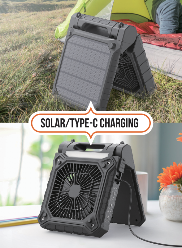 Solar Fan Portable Fan - Solar Rechargeable