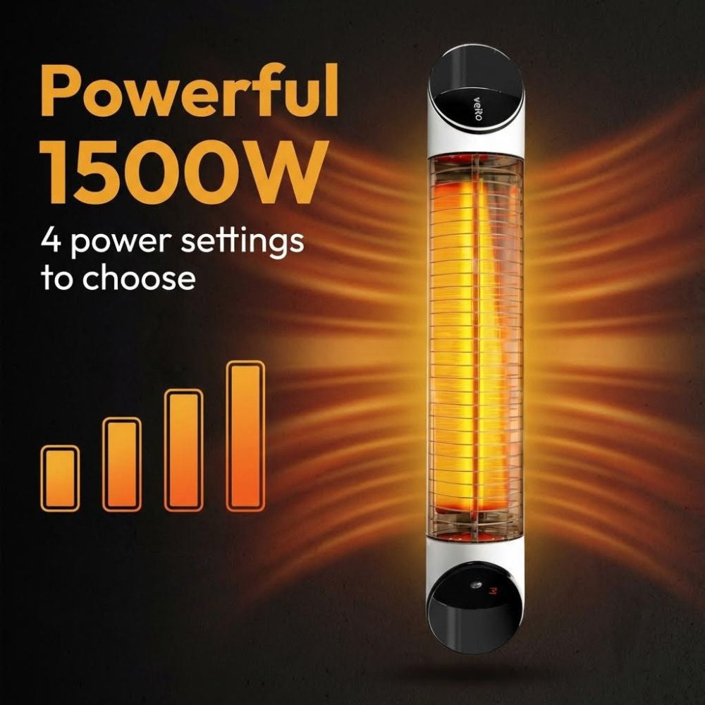Veito Blade Heater with text "Powerful 1500W - 4 power settings to choose".