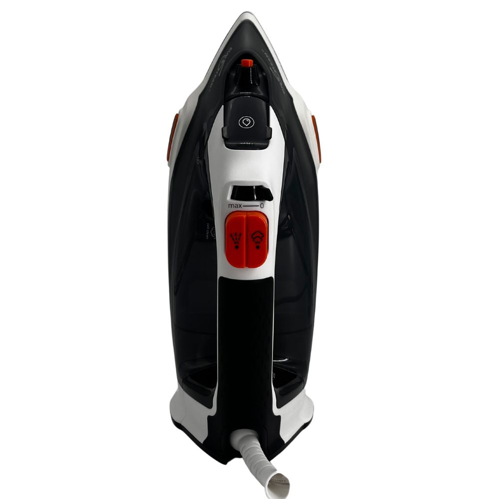 Eurosteam Step Up Iron top view with o to max button and two steam button choices