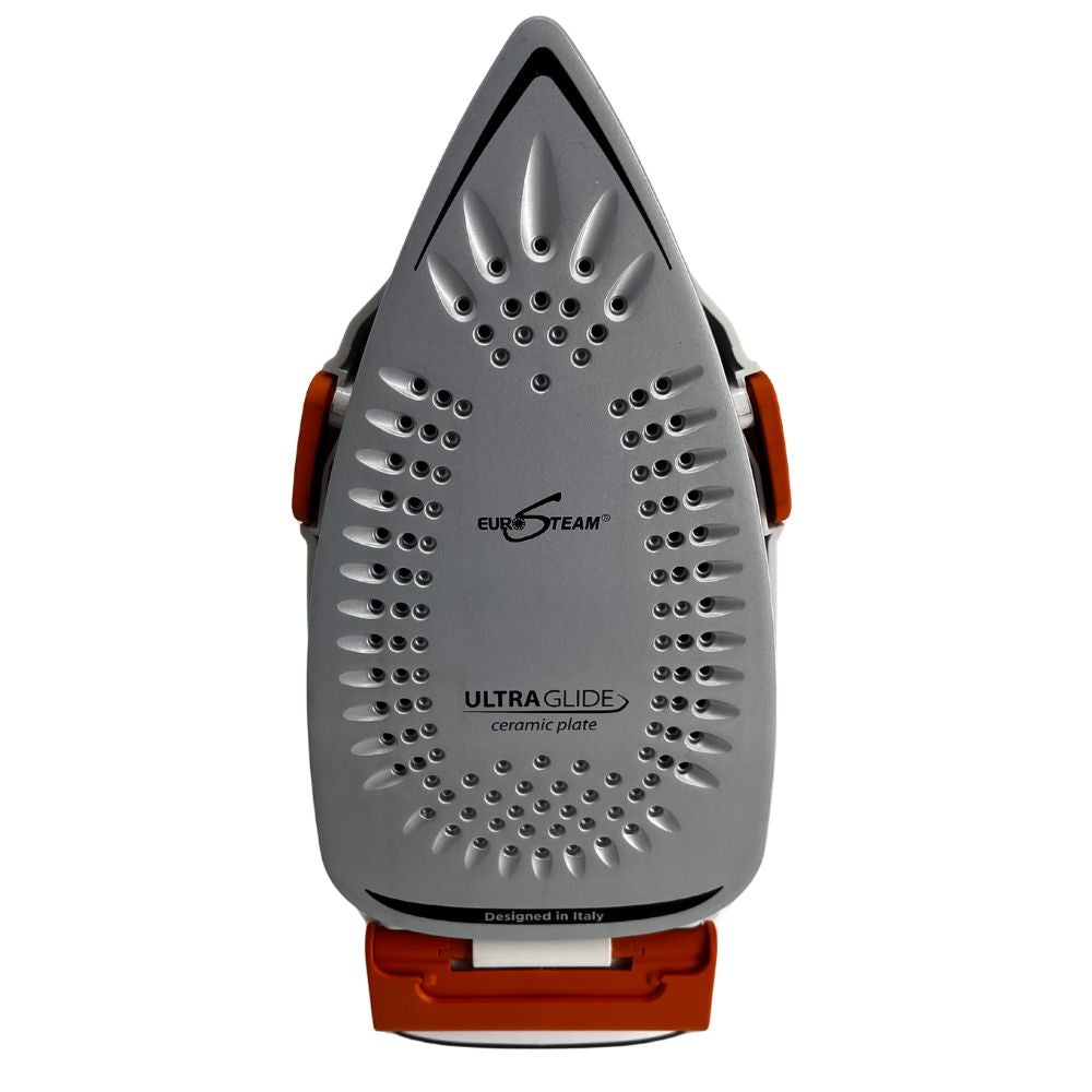 Eurosteam Step Up Iron Ultra Glide ceramic sole plate designed in Italy with 58 steam holes.