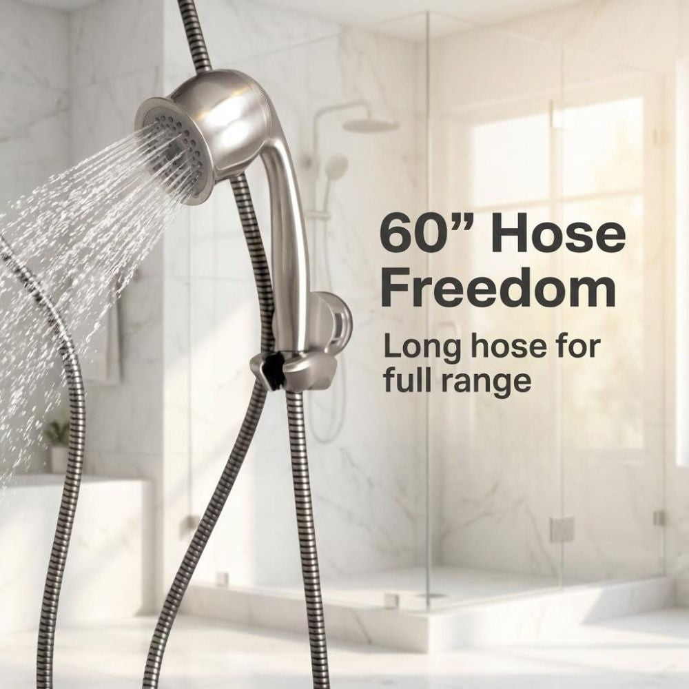 60" hose freedom - ShowerMe Handheld Shower Head in brushed nickel