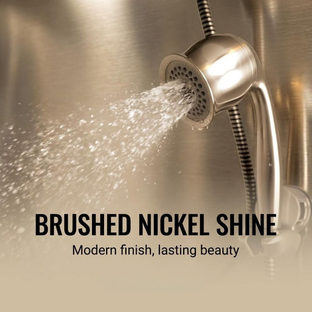 ShowerMe Handheld Shower Head in brushed nickel- modern finish, lasting beauty