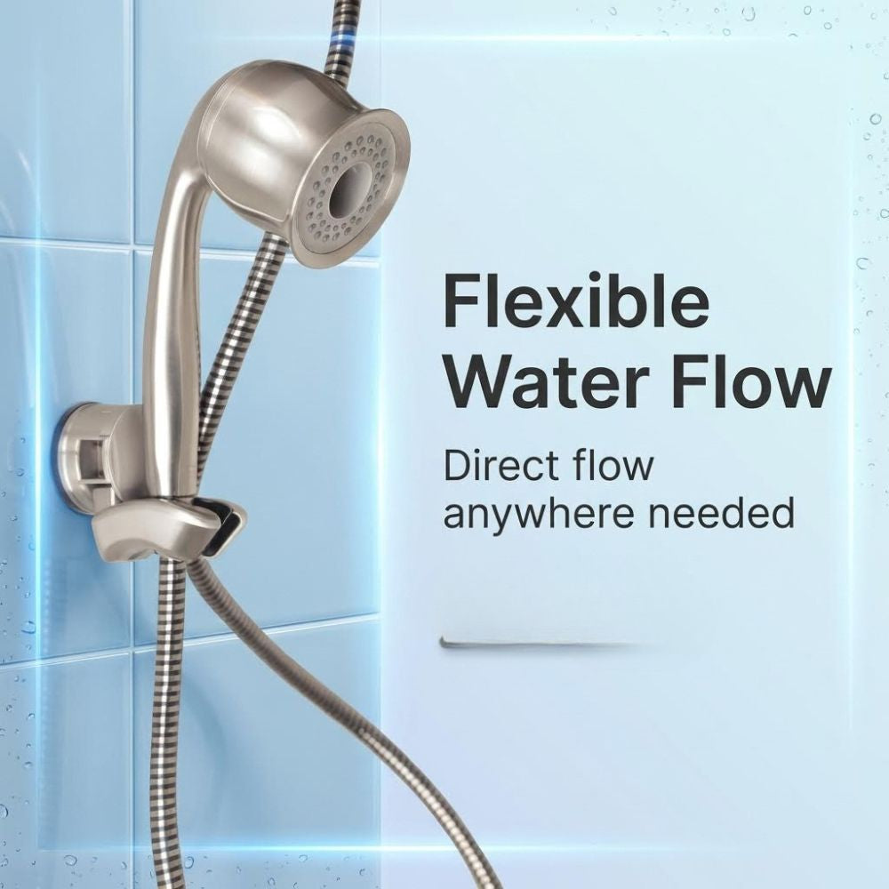 flexible water flow - ShowerMe Handheld shower head in brushed nickel